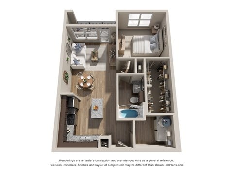 Floor plan for 1 bed, 1 bath, 784 sqft
